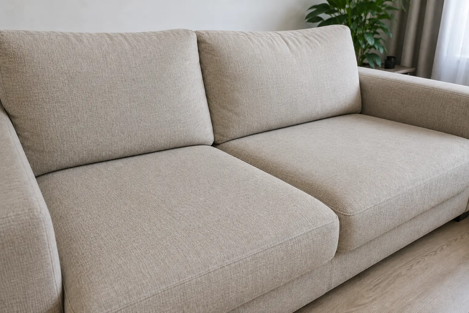 Détail d'une assise de canapé après nettoyage