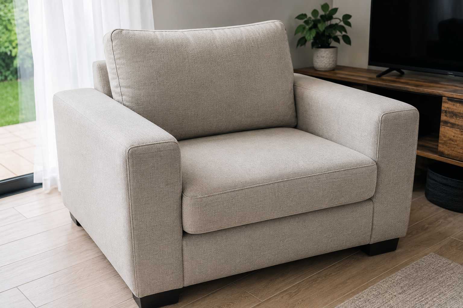 Fauteuil en tissu propre dans un salon